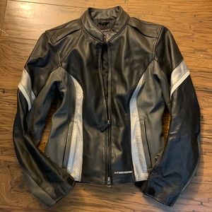 Women’s Black and Gray Leather Motorcycle Jacket size S